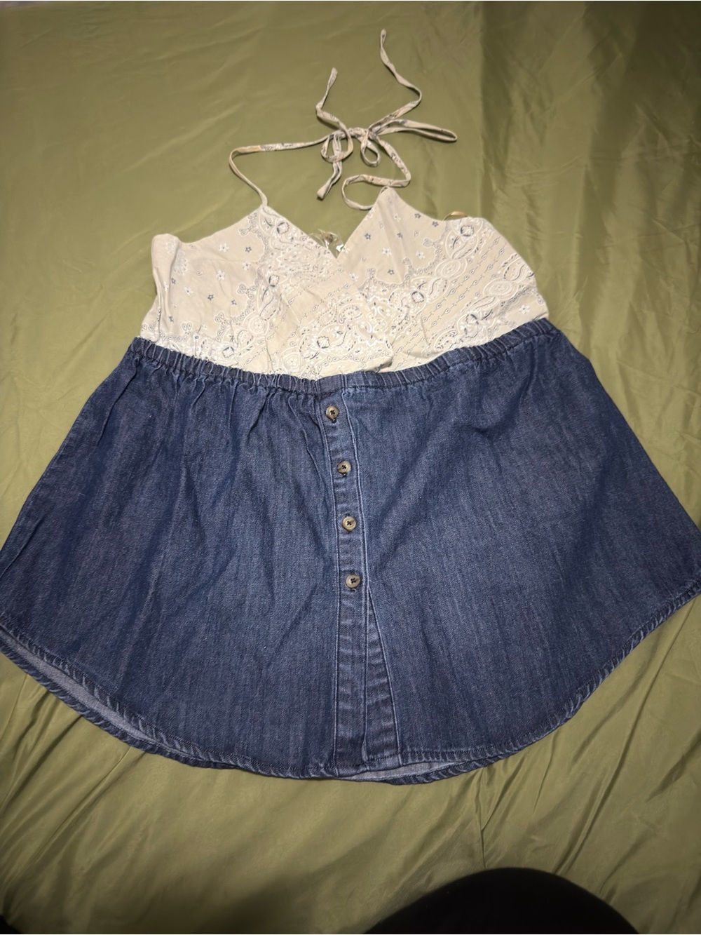 Easel Paisley & Blue Denim Halter Top